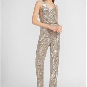 Express Silver Sequin Jumpsuit
